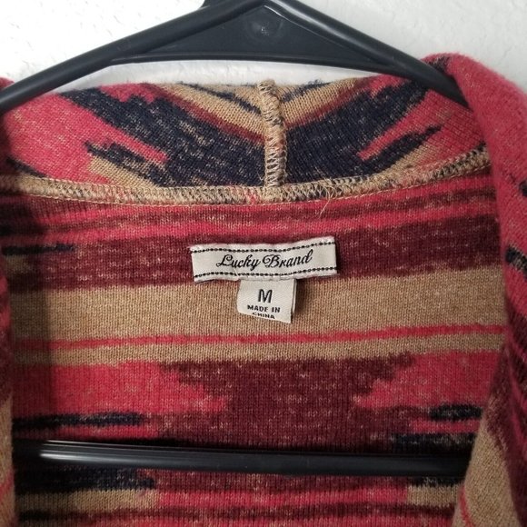 Lucky Brand Aztec Drape Long Sleeve Cardigan Size Medium - Picture 4 of 9